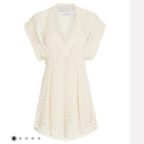 IRO Newberry knit crochet mini dress cream size 38 US 6 - Picture 4 of 9